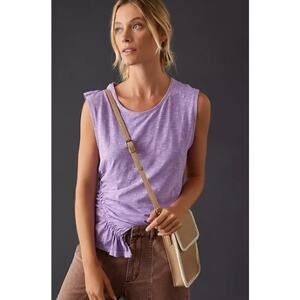 Pilcro Purple Sleeveless Bias Smocked Pullover Tee Womens Medium